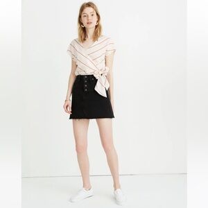 Rigid Denim A-Line Mini Skirt in Lunar Wash: Button-Front Edition